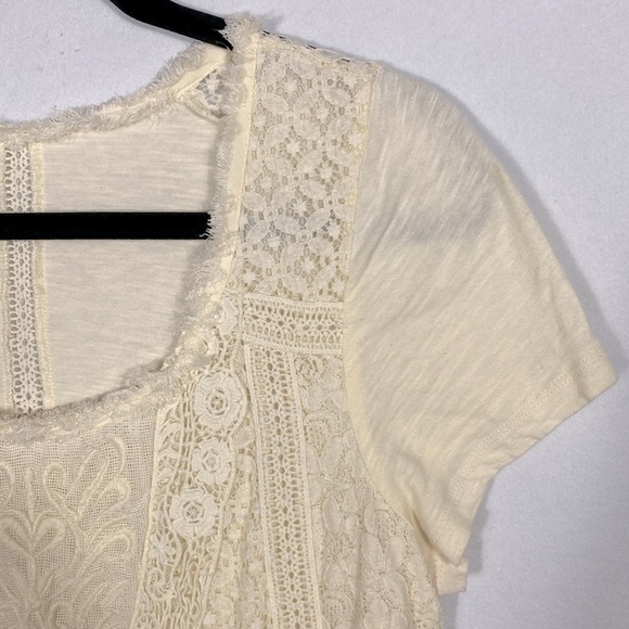 Anthropologie Elegant Cream Lace Women's Tunic Top size large - Picture 12 of 14